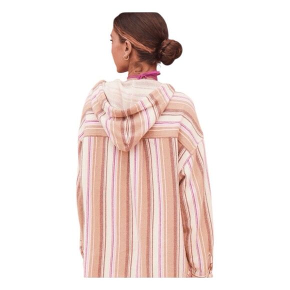 Roxy Sunlight Rider Stripe Hooded Cotton Shirt Jacket Shacket M - Picture 8 of 16